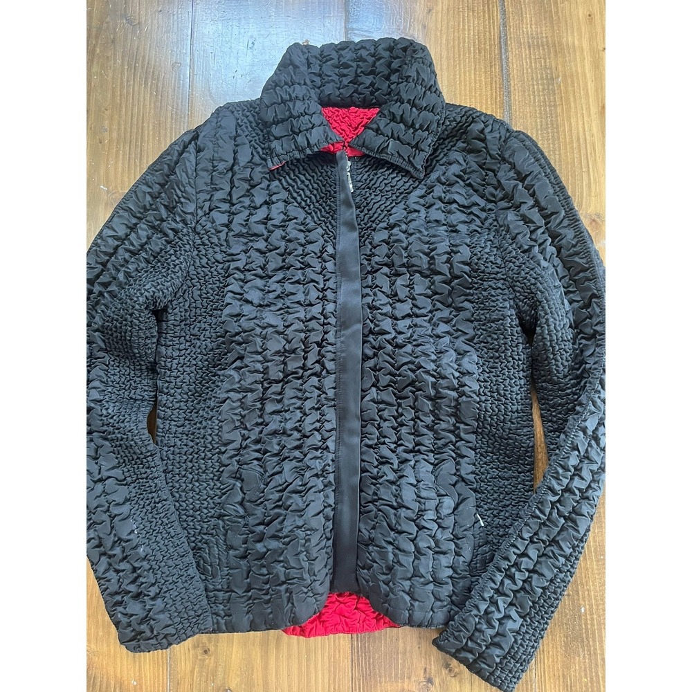 UbU womens Crinkle textured reversible Cardigan Jacket Red/Black
